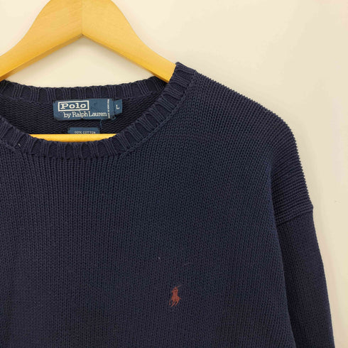 ポロバイラルフローレン Polo by RALPH LAUREN 90S ポニー 刺繍 クルーネック コットン ニット セーター メンズ import:L